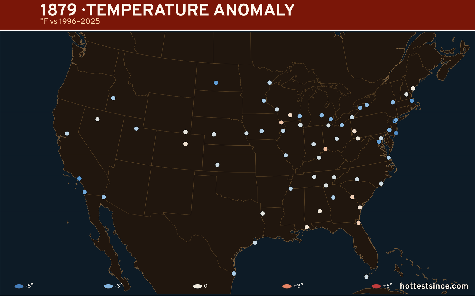 1879 U.S. temperature anomaly map
