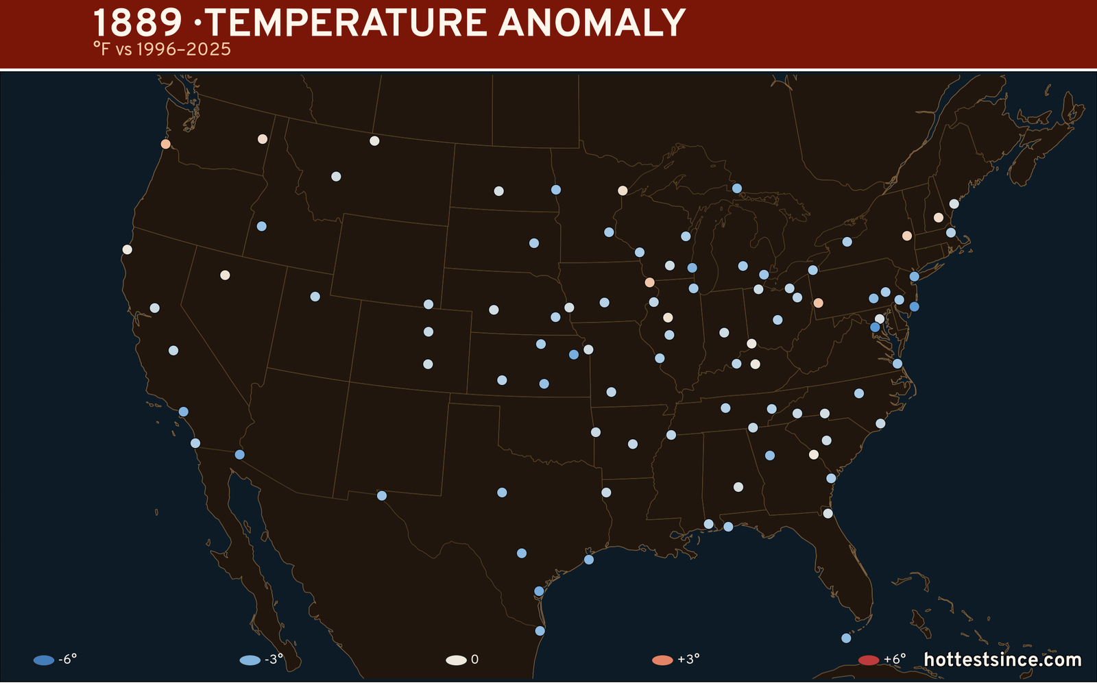 1889 U.S. temperature anomaly map