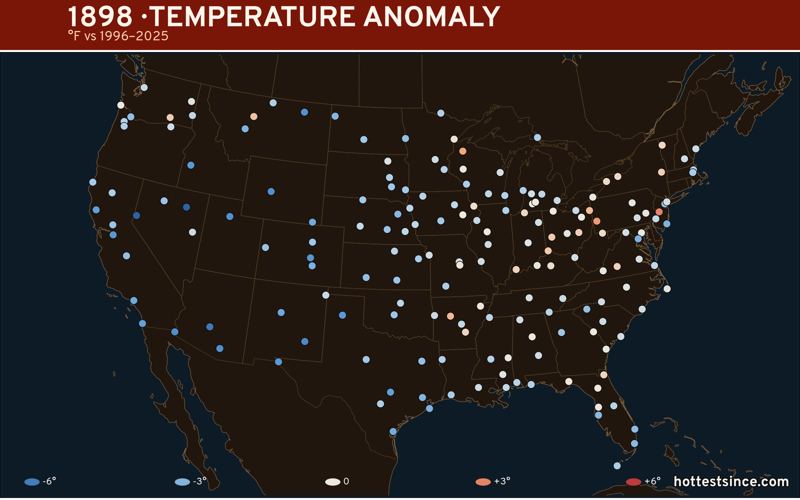 1898 U.S. temperature anomaly map