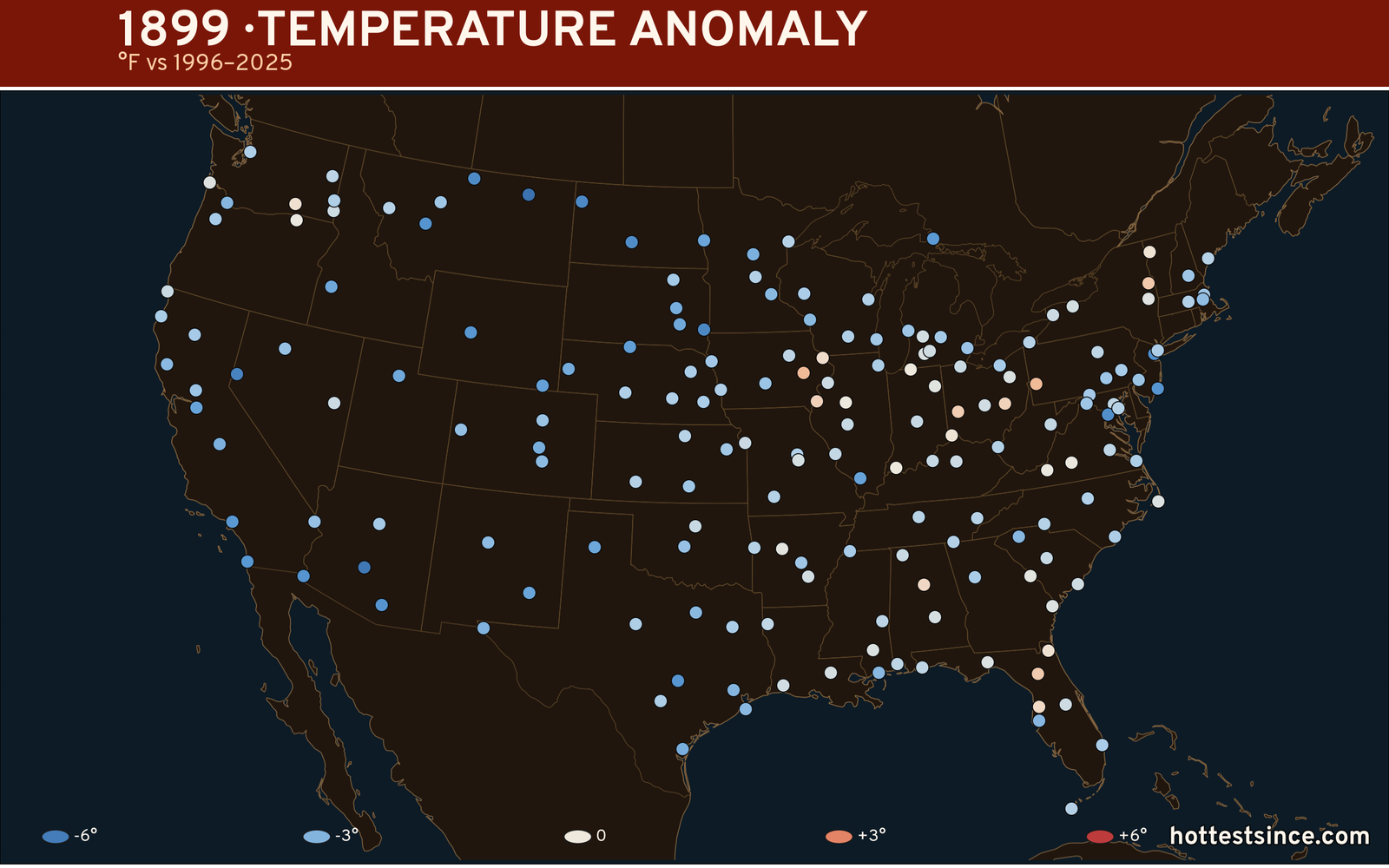 1899 U.S. temperature anomaly map