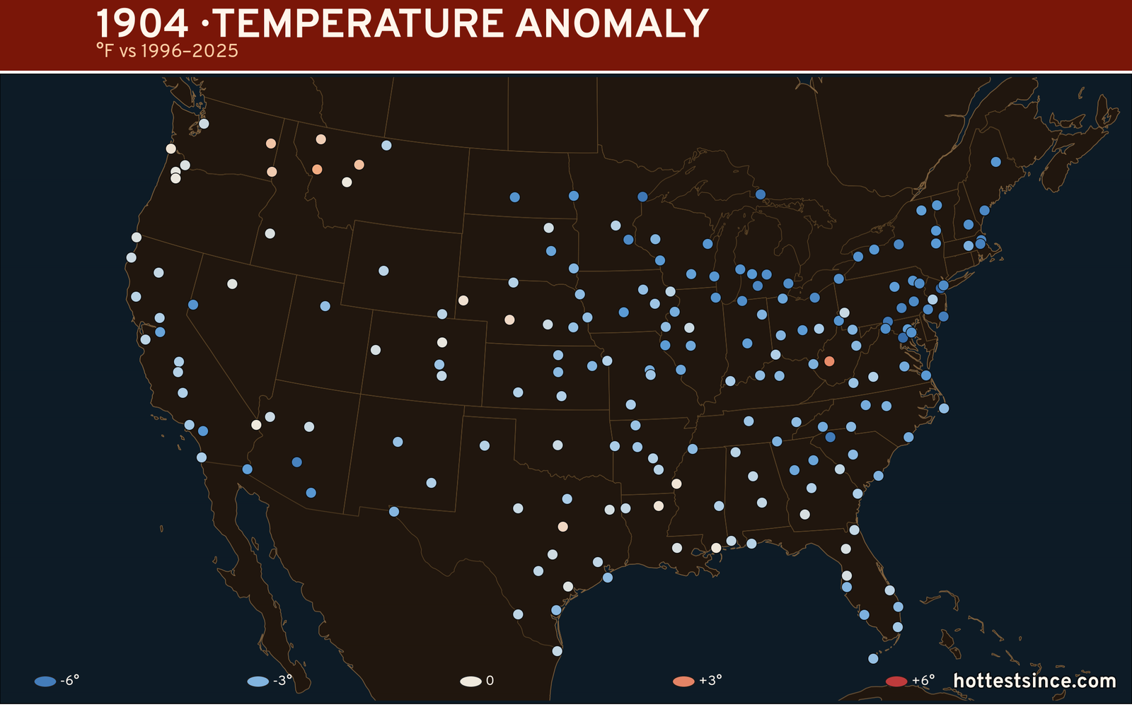 1904 U.S. temperature anomaly map