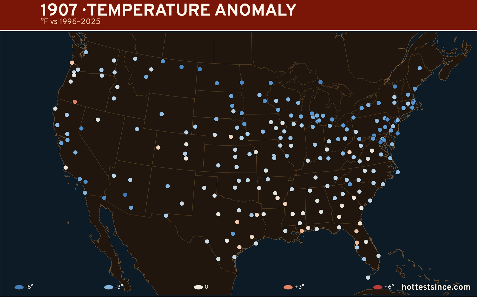 1907 U.S. temperature anomaly map