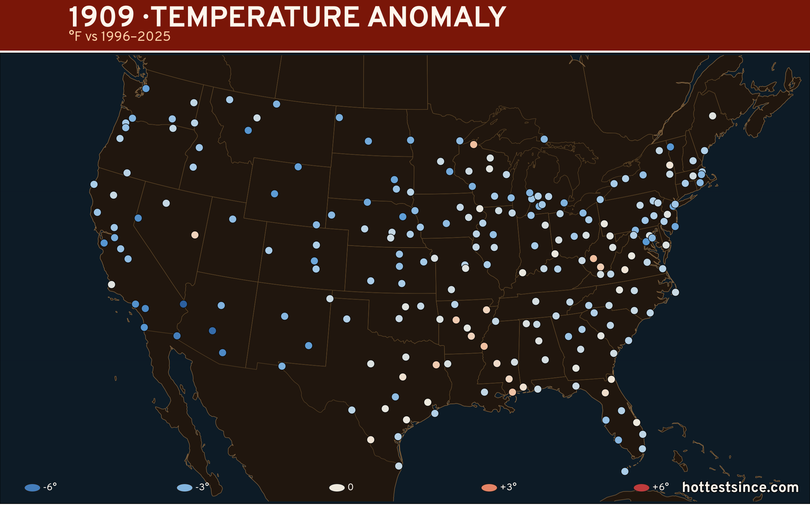 1909 U.S. temperature anomaly map