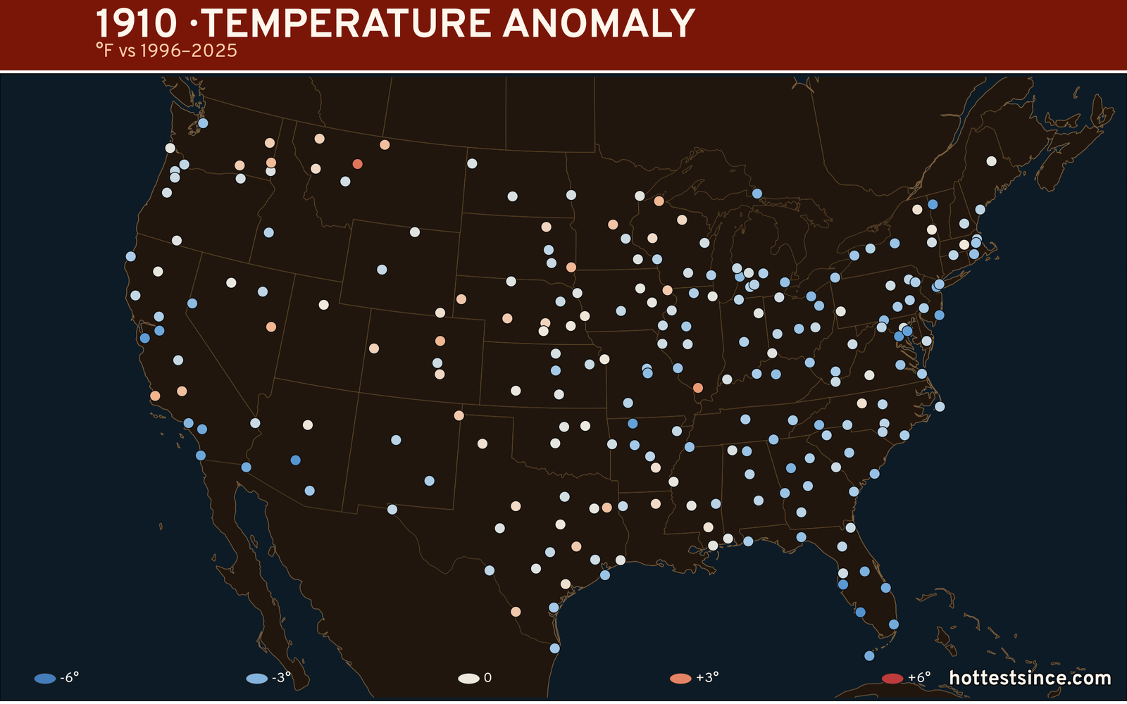1910 U.S. temperature anomaly map