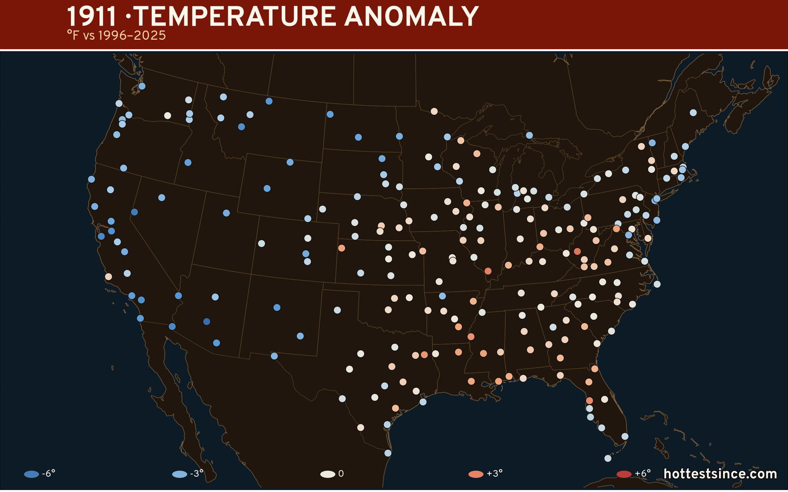 1911 U.S. temperature anomaly map