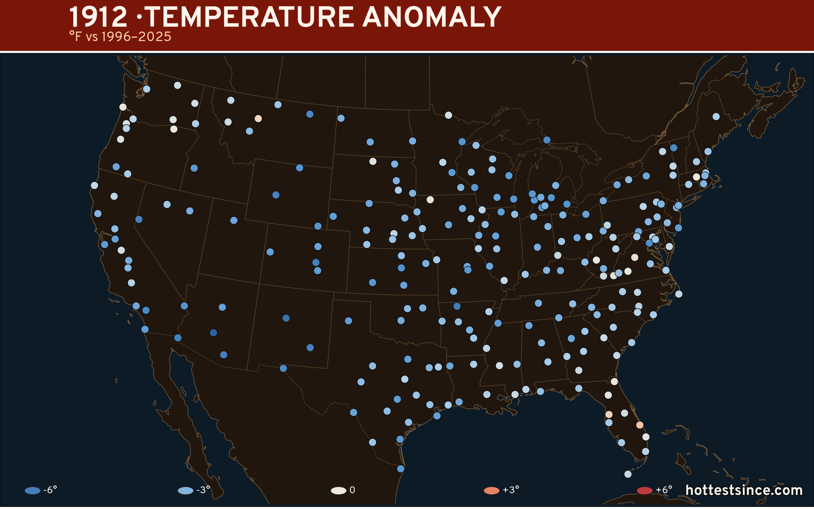 1912 U.S. temperature anomaly map