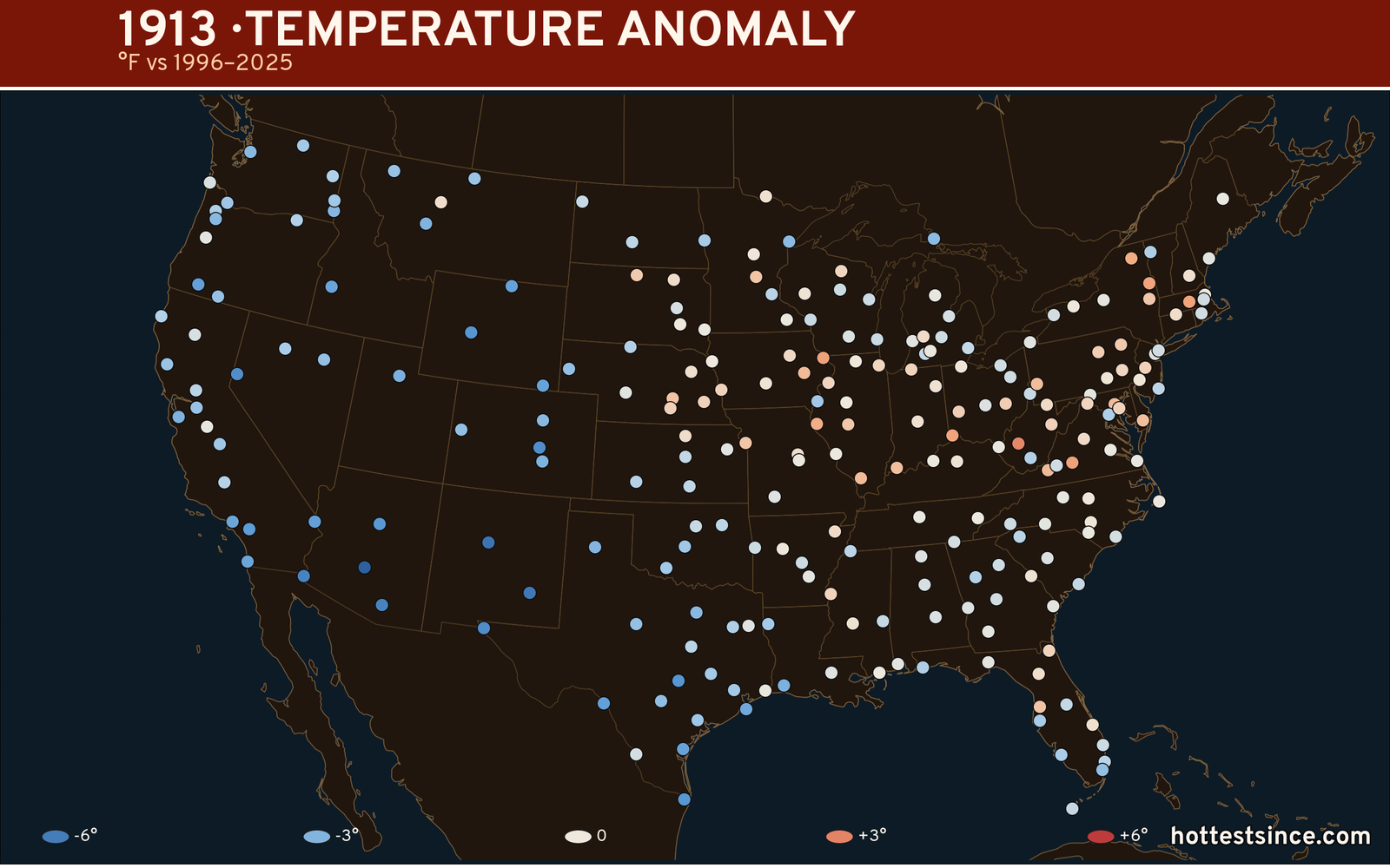 1913 U.S. temperature anomaly map
