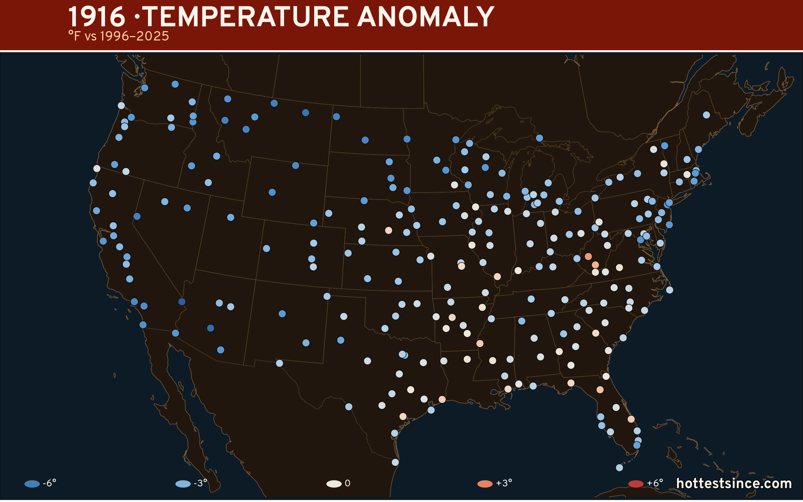 1916 U.S. temperature anomaly map