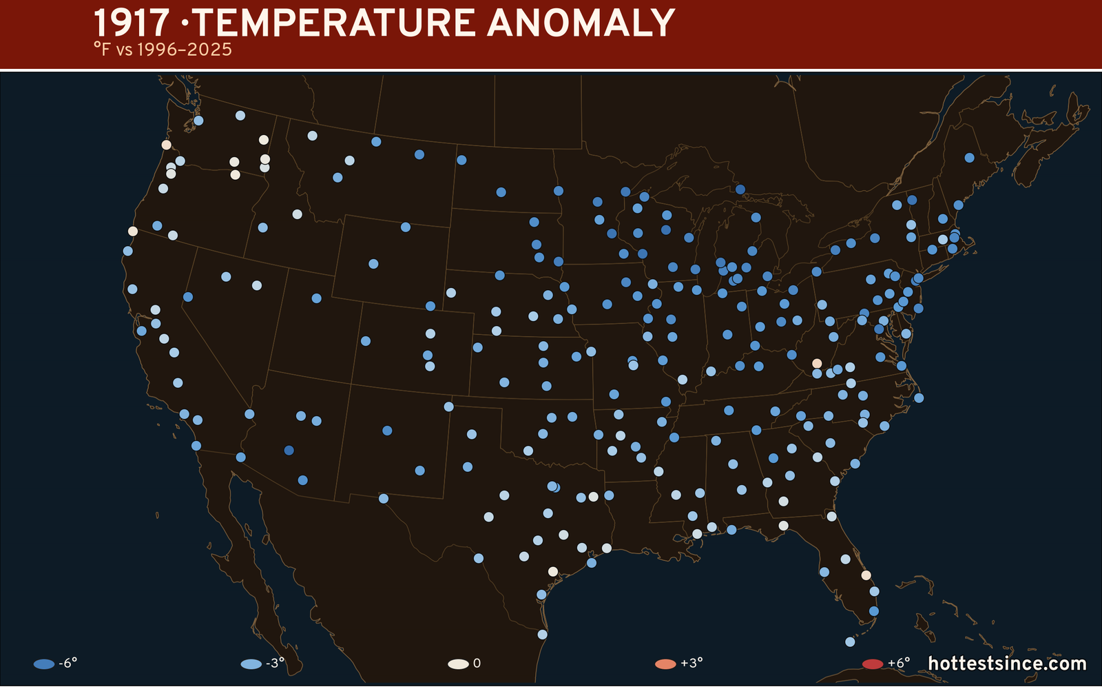 1917 U.S. temperature anomaly map