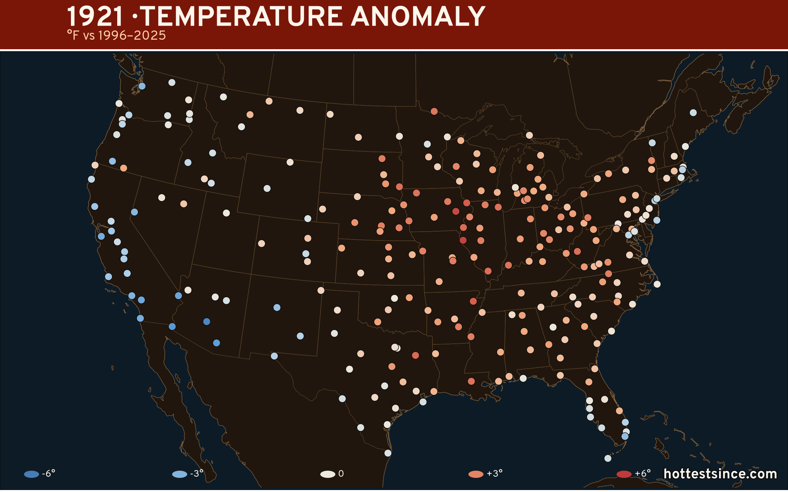 1921 U.S. temperature anomaly map