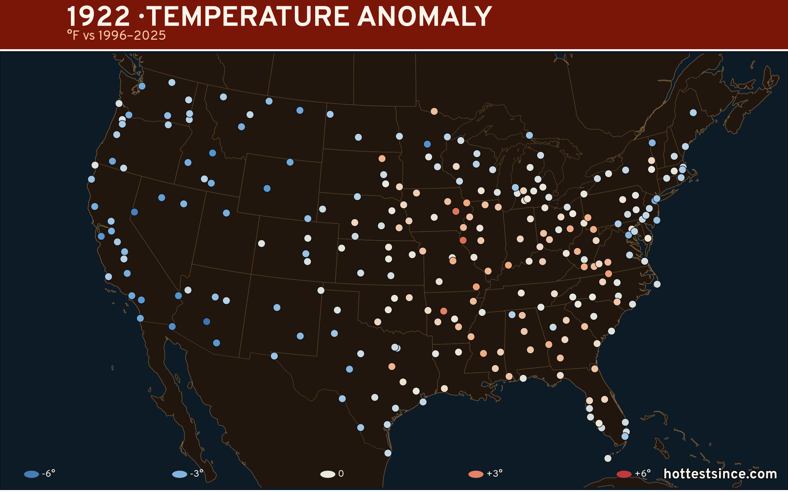 1922 U.S. temperature anomaly map