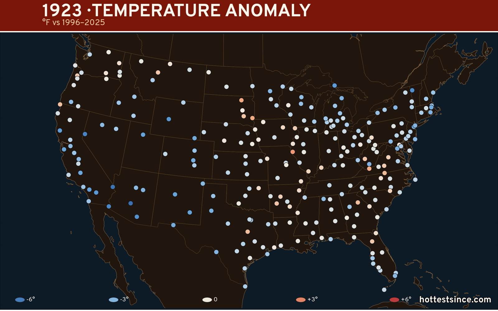 1923 U.S. temperature anomaly map