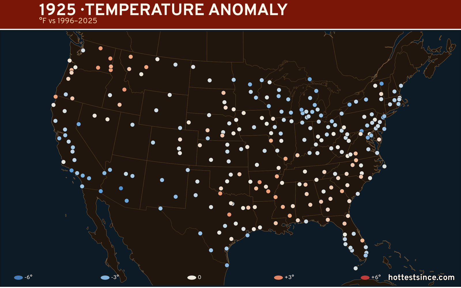 1925 U.S. temperature anomaly map
