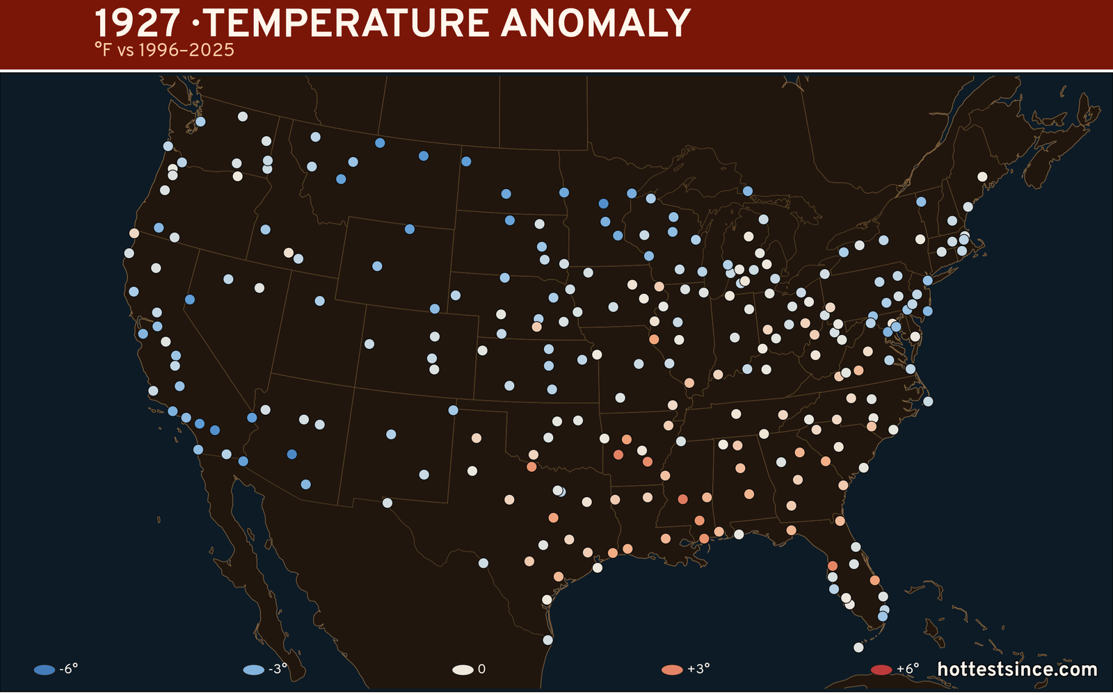 1927 U.S. temperature anomaly map