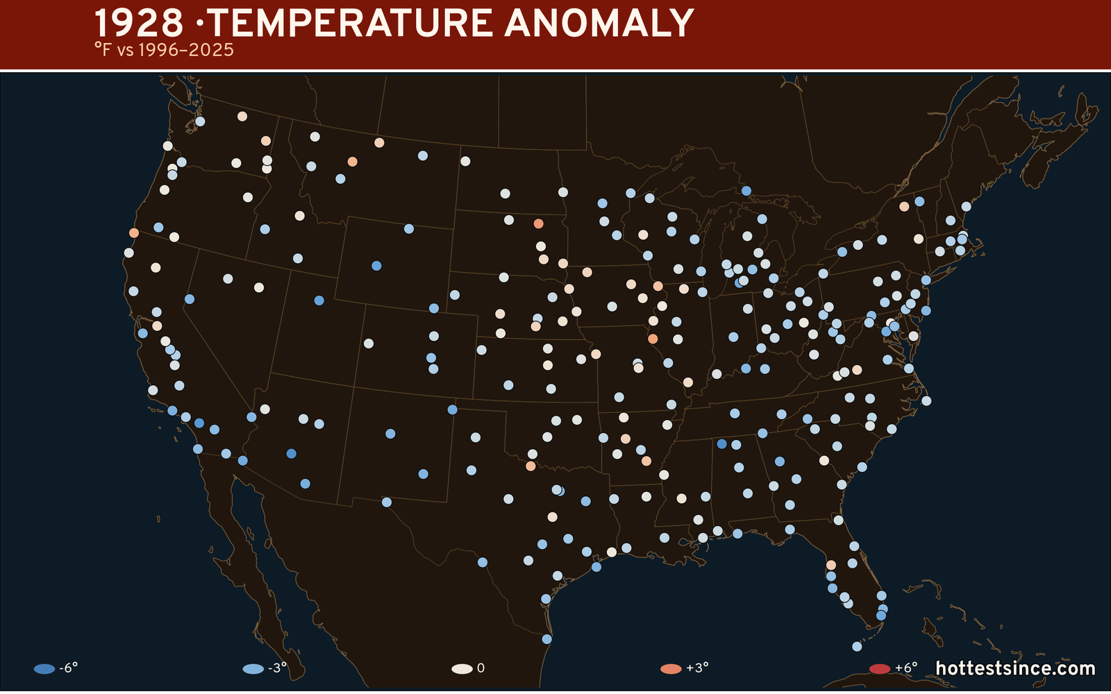 1928 U.S. temperature anomaly map