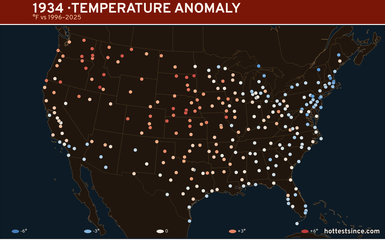 1934 U.S. temperature anomaly map