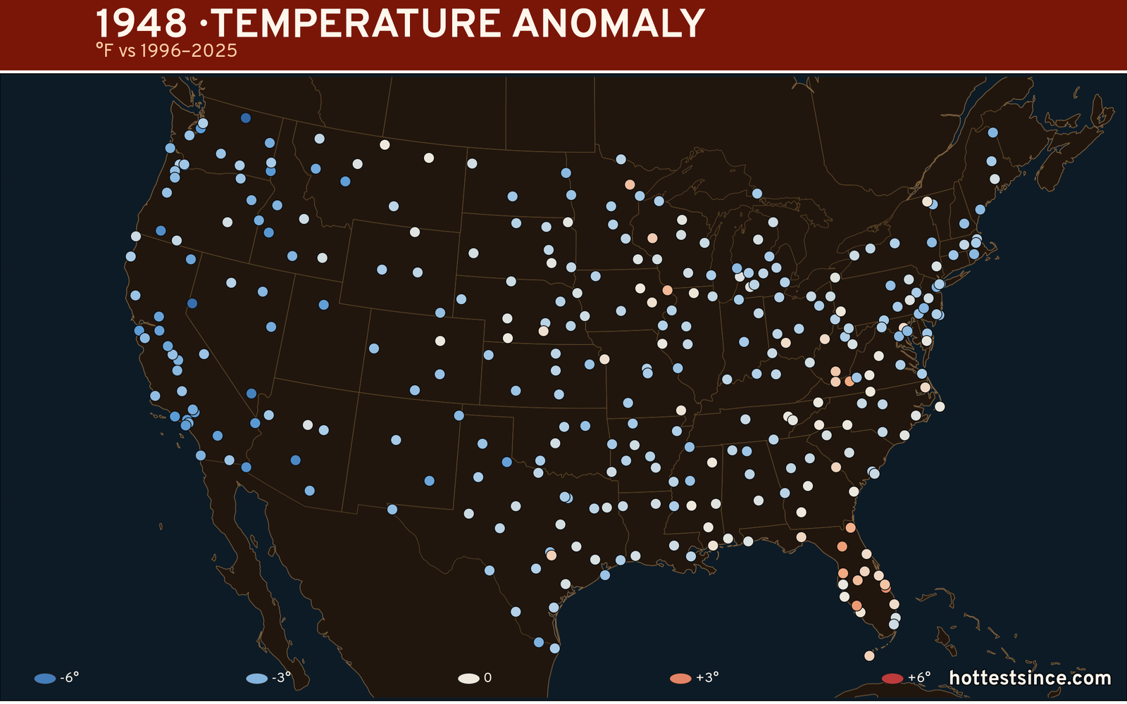 1948 U.S. temperature anomaly map