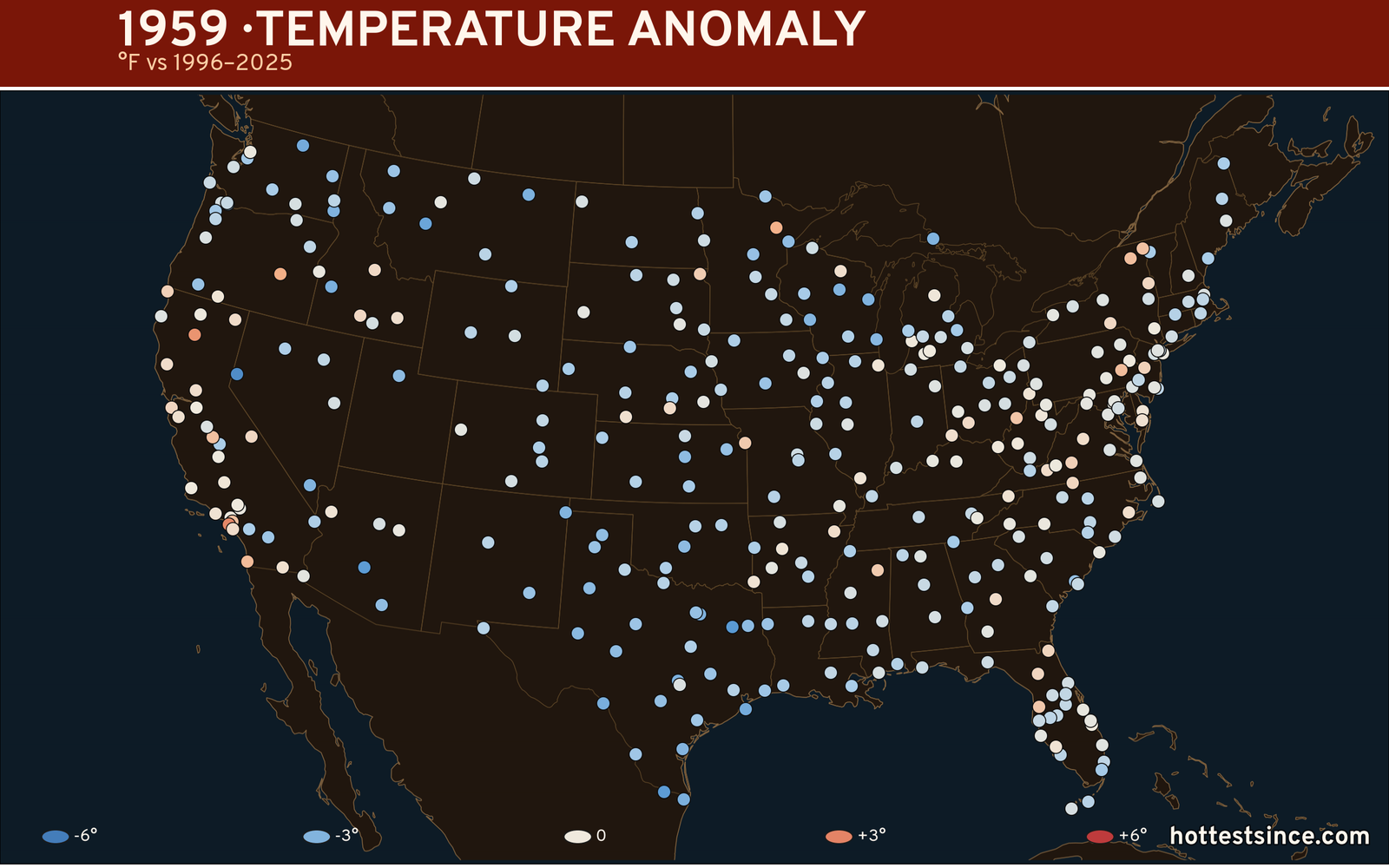 1959 U.S. temperature anomaly map
