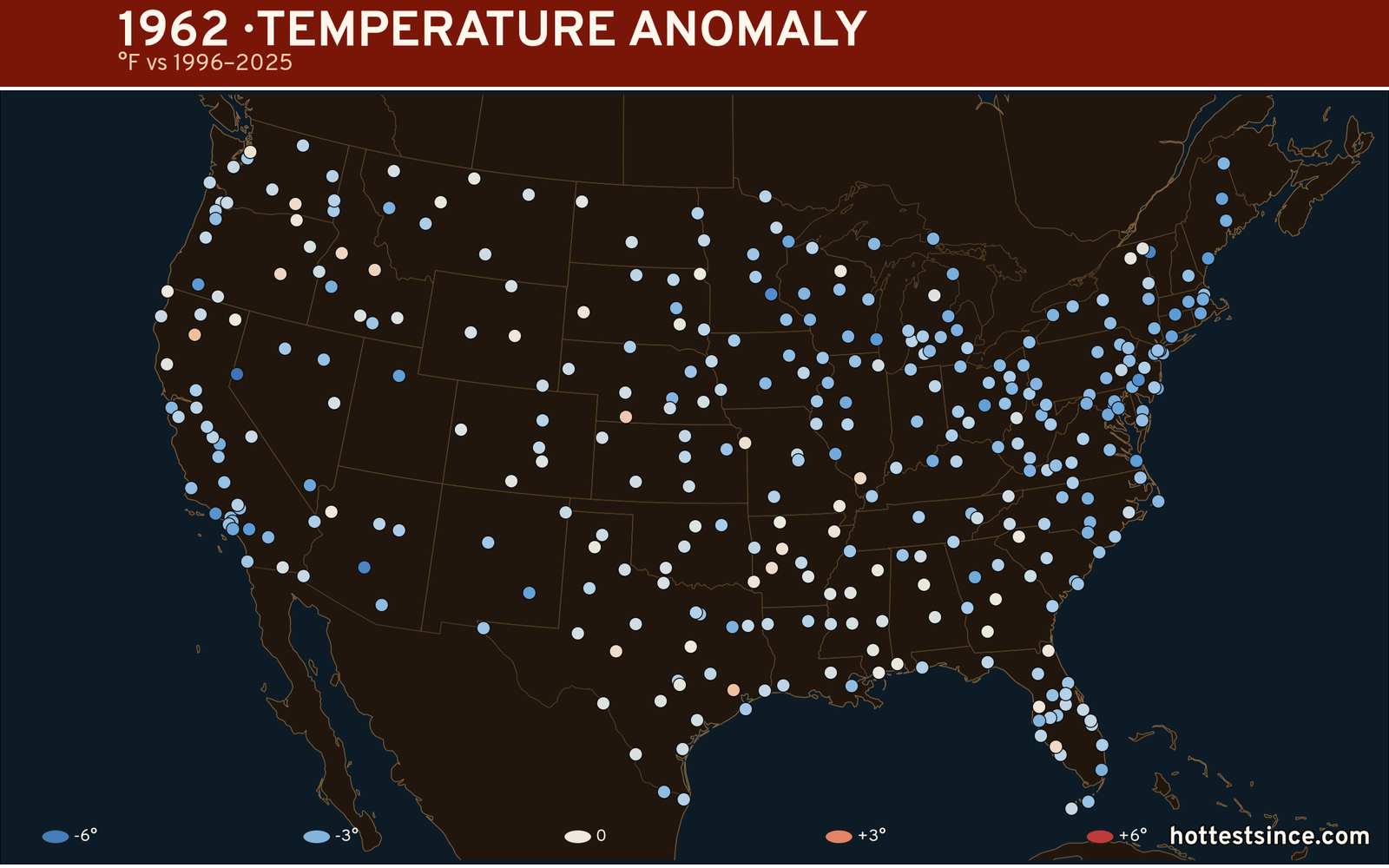 1962 U.S. temperature anomaly map