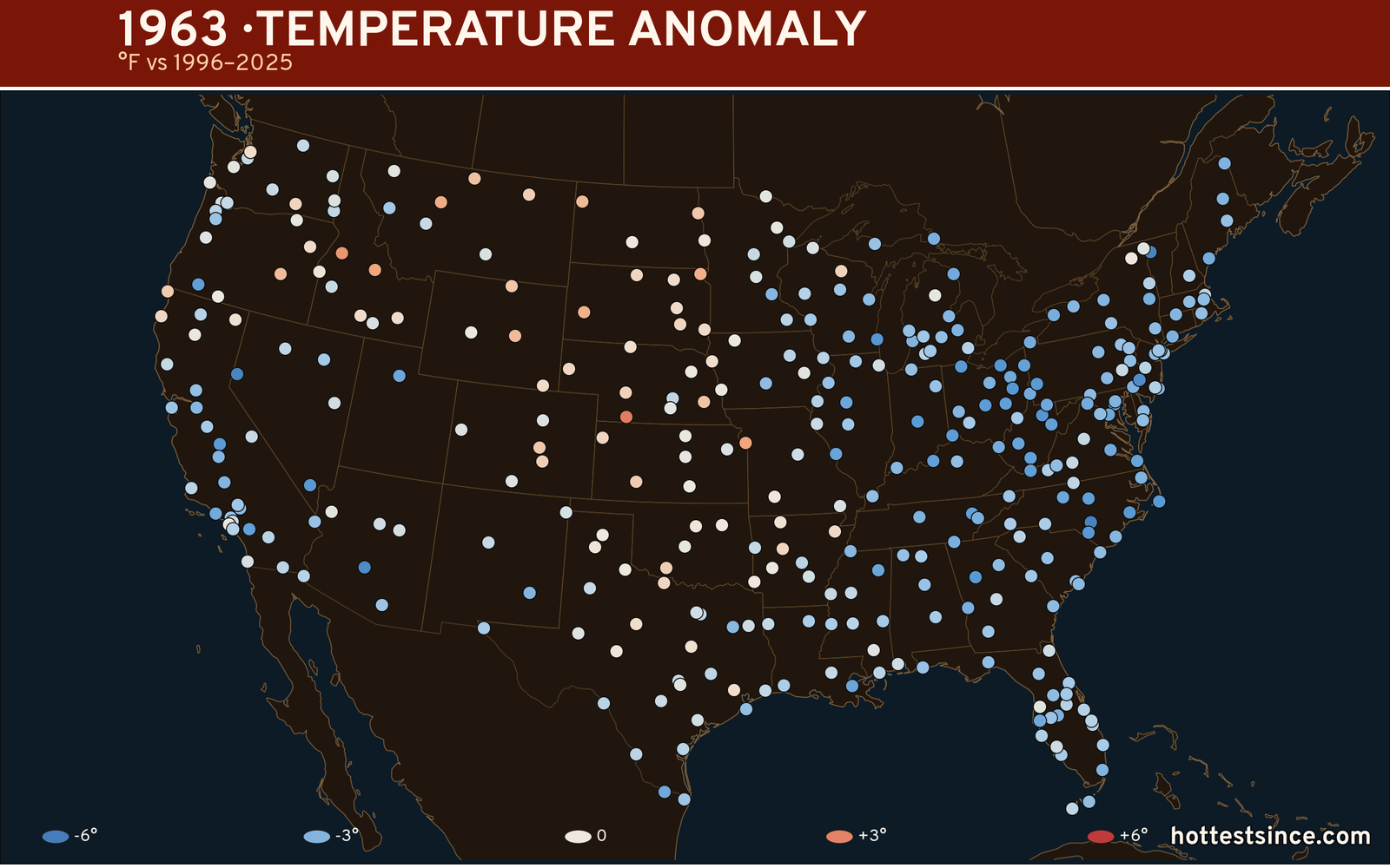 1963 U.S. temperature anomaly map