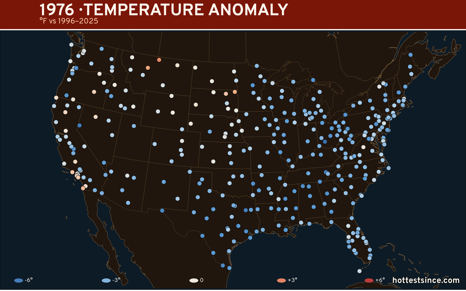 1976 U.S. temperature anomaly map
