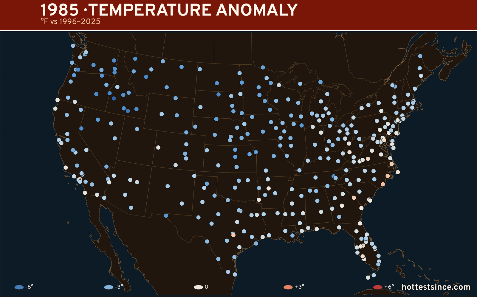 1985 U.S. temperature anomaly map