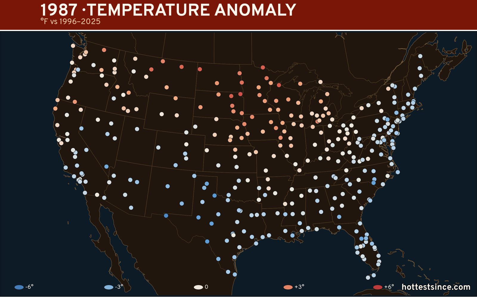 1987 U.S. temperature anomaly map