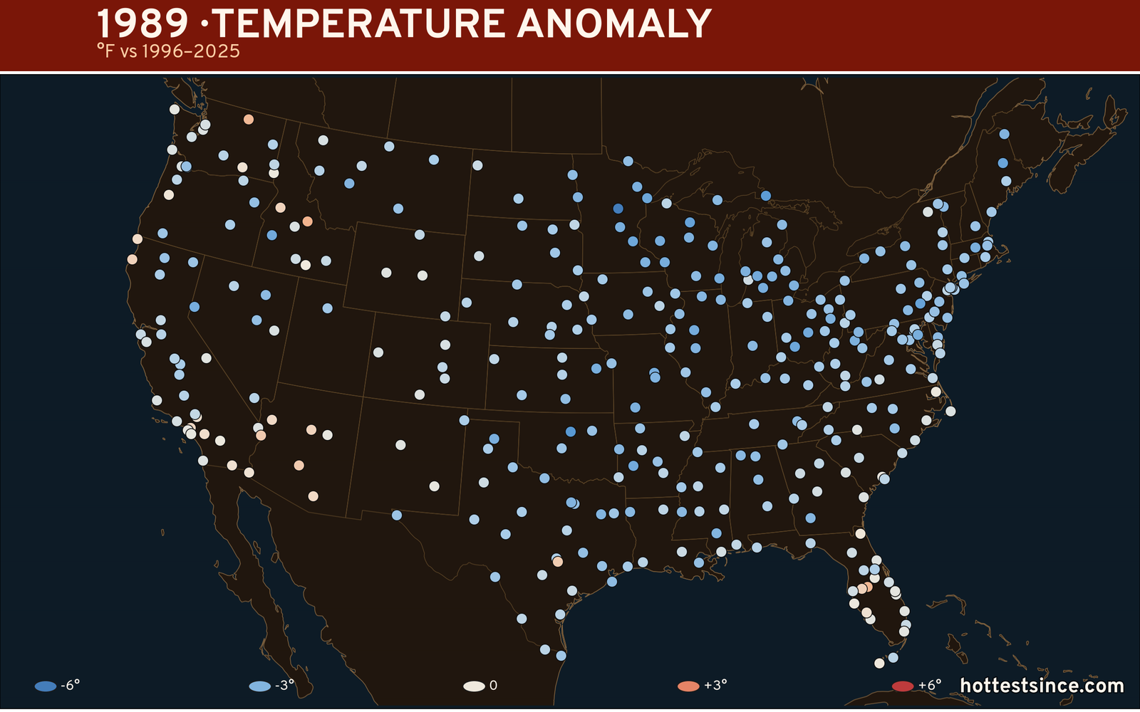 1989 U.S. temperature anomaly map