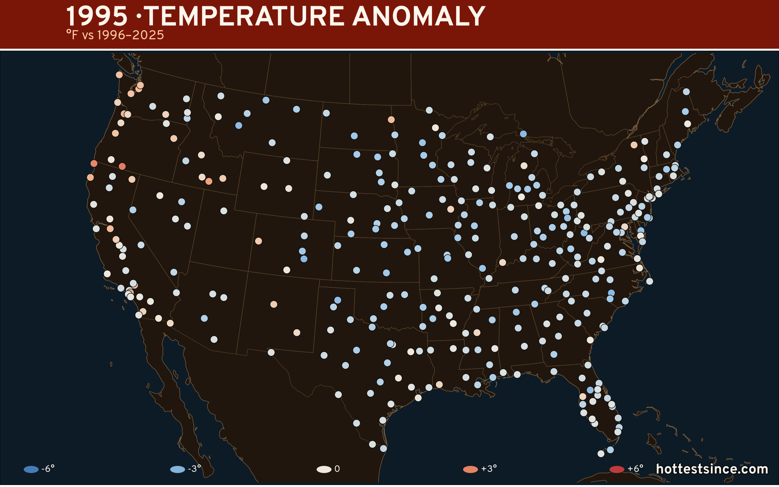 1995 U.S. temperature anomaly map