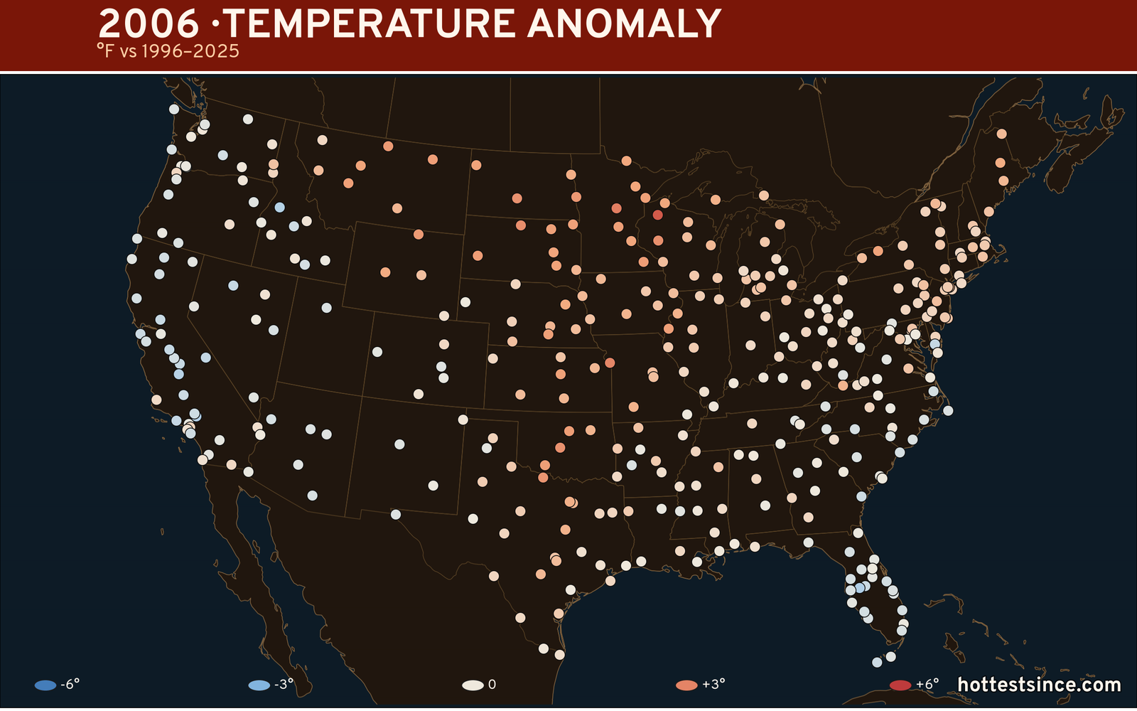 2006 U.S. temperature anomaly map