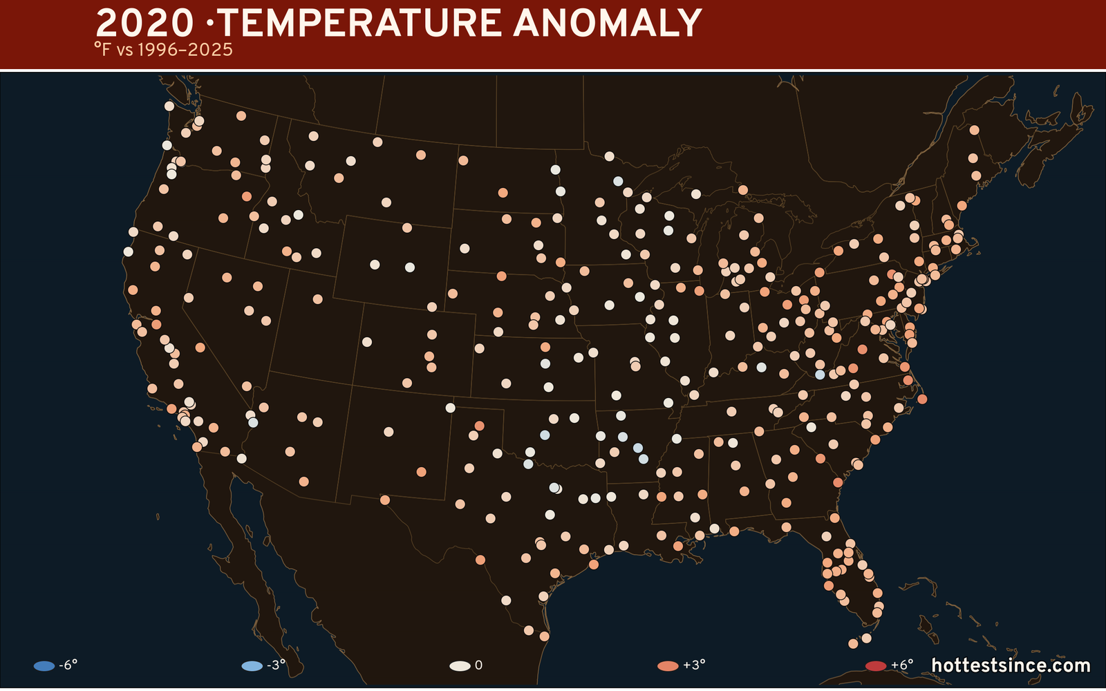 2020 U.S. temperature anomaly map