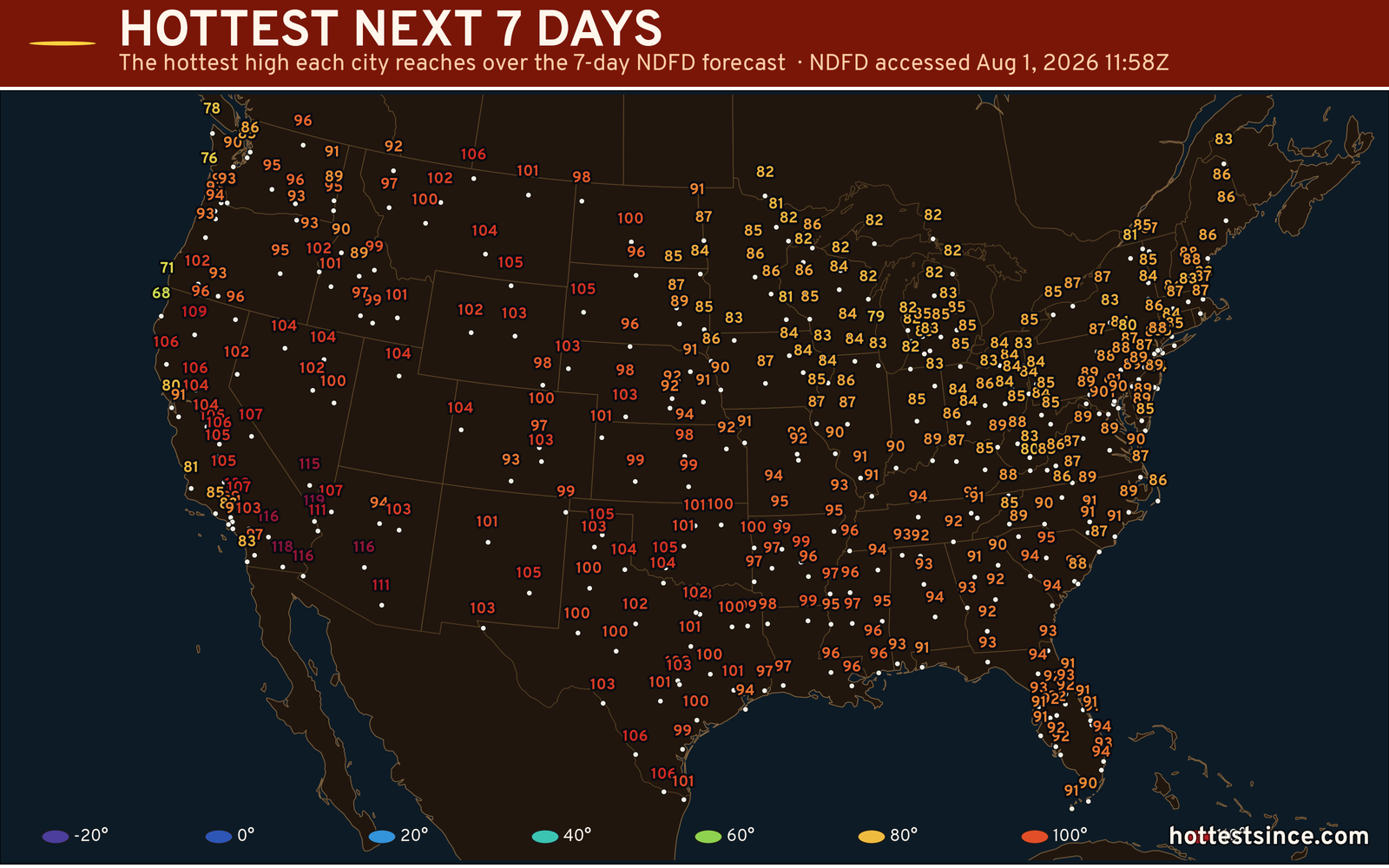 Forecast Highs — CONUS temperature map