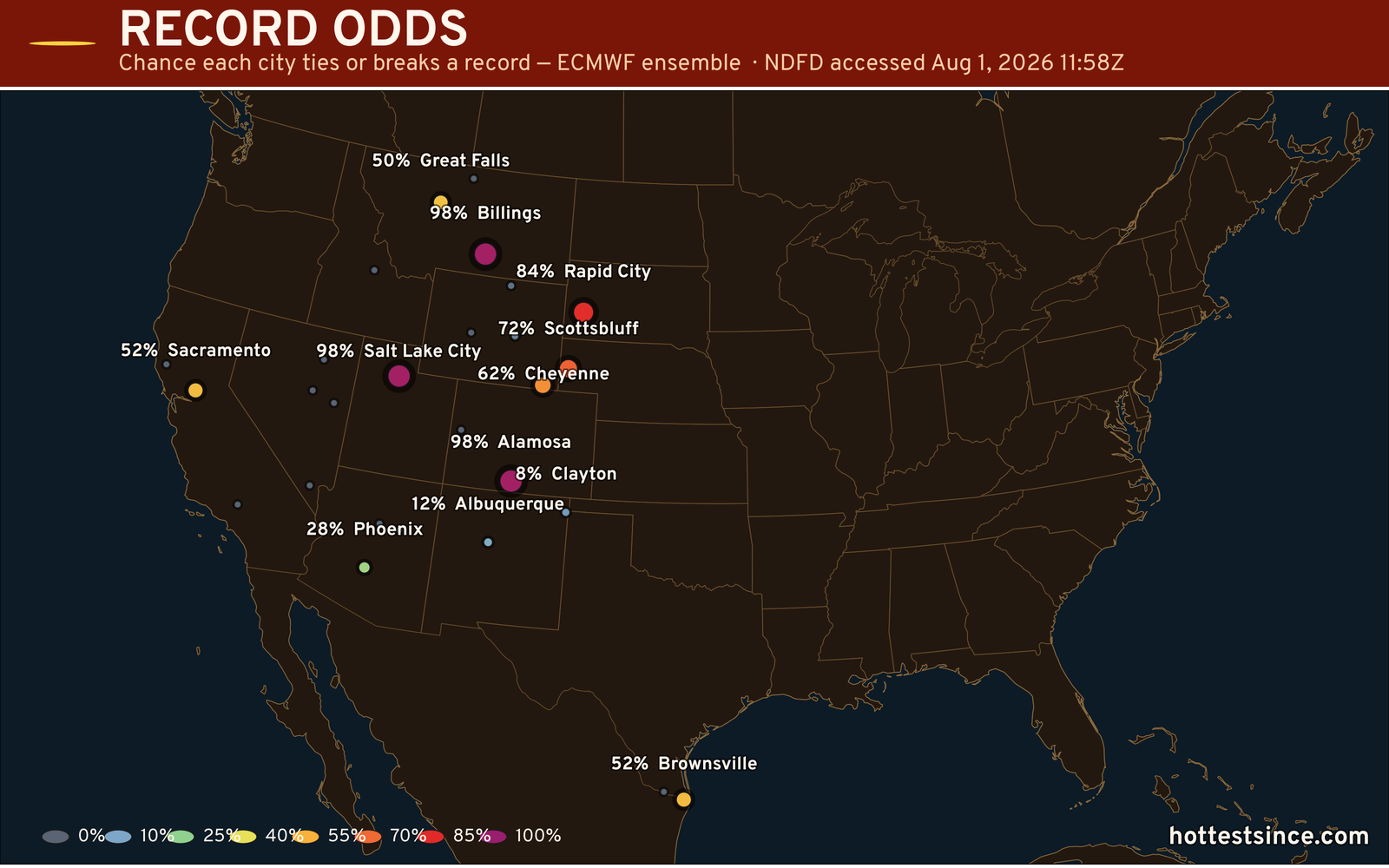 Records at risk / odds map